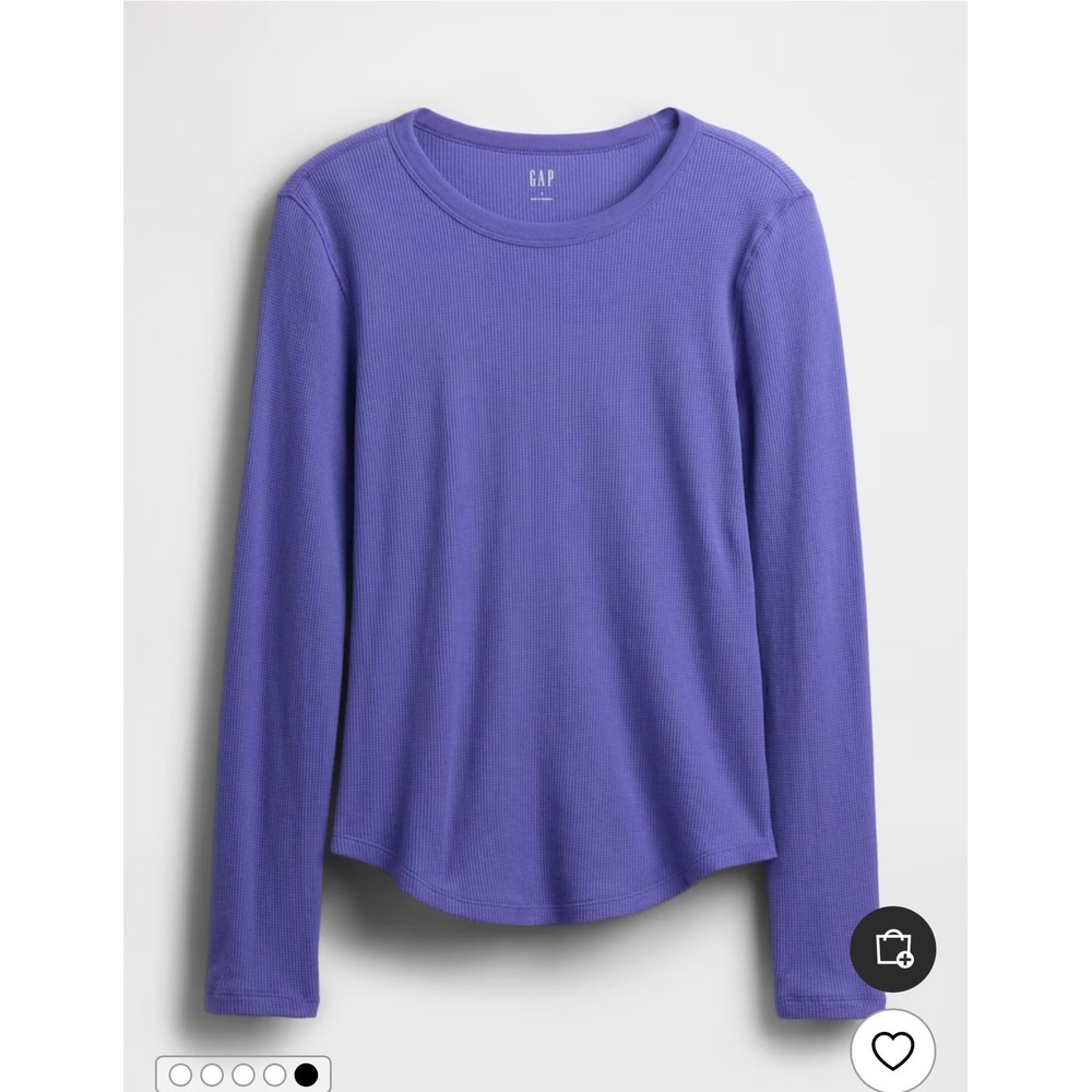 GAP Womens Purple Waffle Knit Long Sleeve Thermal Crew Neck Top Large